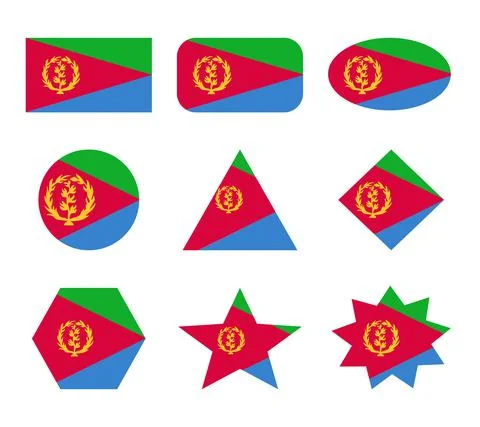 Eritrea set of flags with geometric shapes Ilustração Stock