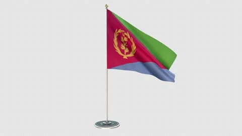 Eritrea Small Flag Pole Looping  Animation Include Alpha Channel  Video stock 162365413