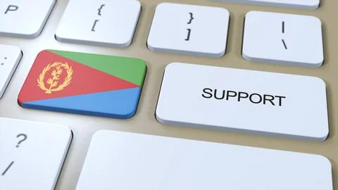 Eritrea Support Concept. Button Push 3D Illustration. Support of Country or G Illustrazione stock