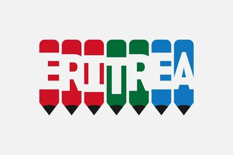 Eritrea text with Pencil symbol creative ideas design Stock Illustration