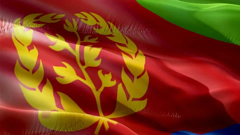 Eritrea waving flag. National 3d ‎Eritrean flag waving. Sign of Eritrea Stock Footage