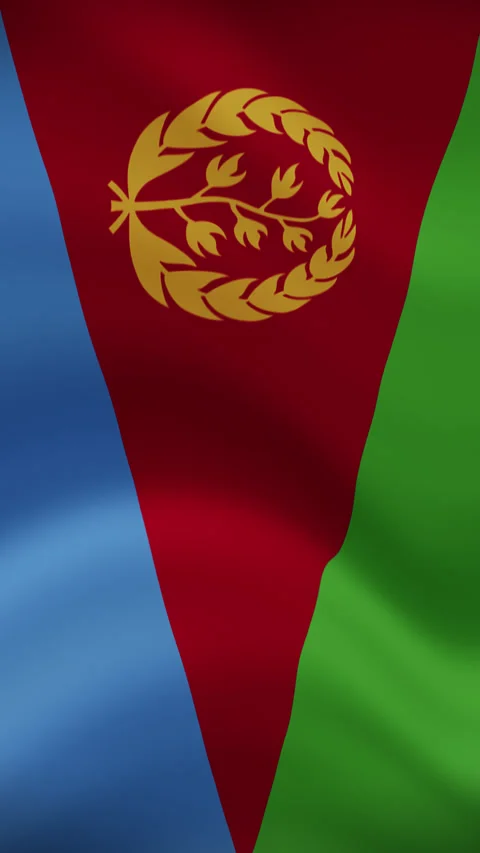 Eritrea Waving Flag in Vertical Orientation – Realistic Loop Animation Stock Footage 294948136