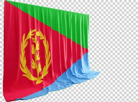 Eritrean Flag Curtain in 3D Rendering Eritrea's Rich History Stock Illustration