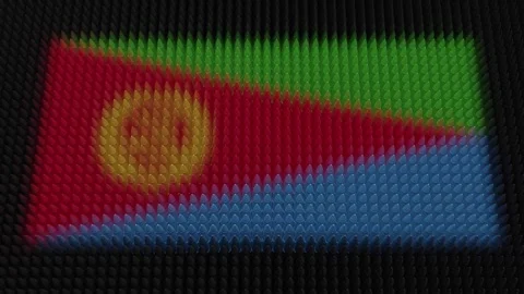 Eritrean Flag Light Shining on Scrolling Bullets Stock Footage 259993558
