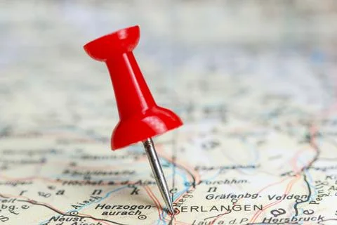Erlangen, Germany pin on map Stock Photos