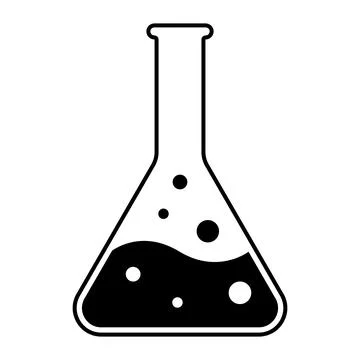 Erlenmeyer flask with bubbles chemistry science lab experiment illustration Stock Illustration