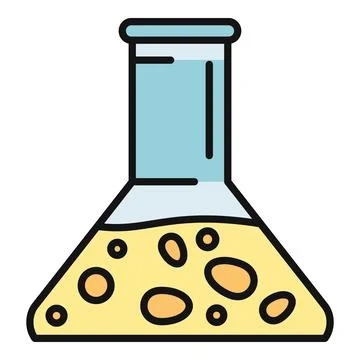 Erlenmeyer flask with bubbling liquid chemistry experiment icon Stock Illustration