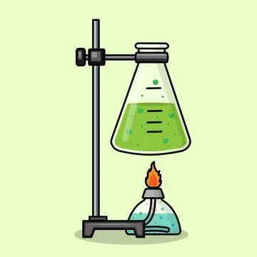 Erlenmeyer Flask with Burner Stock Illustration