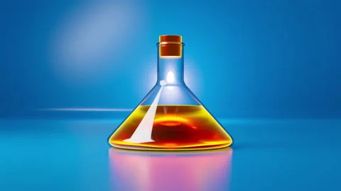 Erlenmeyer Flask with chemical liquid 3D Animation Stock Footage 152853431