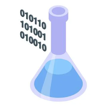 Erlenmeyer flask containing blue liquid symbolizing digital data processing Stock Illustration