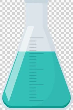 Erlenmeyer flask filled with blue liquid, measuring graduated. Scientific r.. Stock Illustration