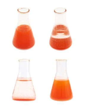 Erlenmeyer flask filled with liquid Stock Photos