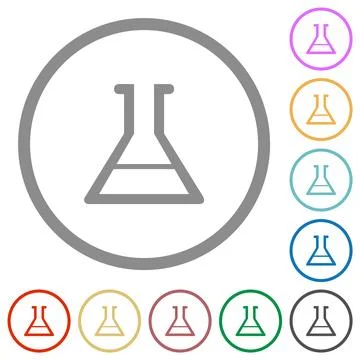 Erlenmeyer Flask flat icons with outlines Stock Illustration