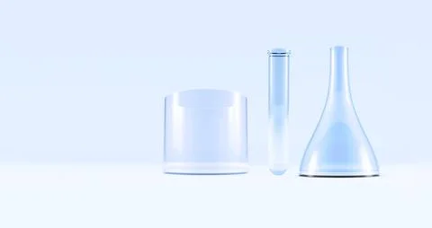 Erlenmeyer Flask. Glass Conical Lab Container with DNS. Blue tones Translucent Stock Illustration