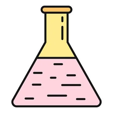 Erlenmeyer flask with pink liquid in laboratory Stock Illustration