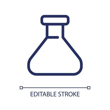 Erlenmeyer flask pixel perfect linear ui icon Stock Illustration