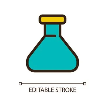 Erlenmeyer flask pixel perfect RGB color ui icon Stock Illustration