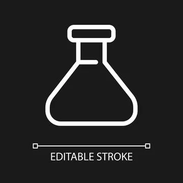 Erlenmeyer flask pixel perfect white linear ui icon for dark theme Stock Illustration