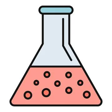 Erlenmeyer flask with red bubbling liquid science experiment Stock Illustration