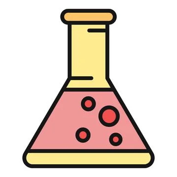 Erlenmeyer flask with red bubbling liquid science experiment Stock Illustration