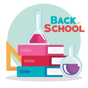 Erlenmeyer flask with triangle ruler elementary suppies 스톡 일러스트