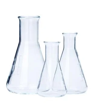 Erlenmeyer flasks of various size Stock Photos
