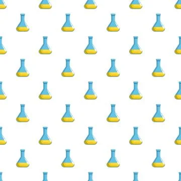 Erlenmeyer flasks with yellow liquid creating a seamless pattern Stock Illustration