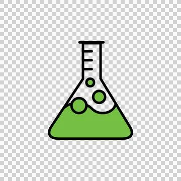 Erlenmeyer laboratory icon on white background. Illustrazione stock