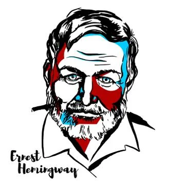 Ernest Hemingway Stock Illustration