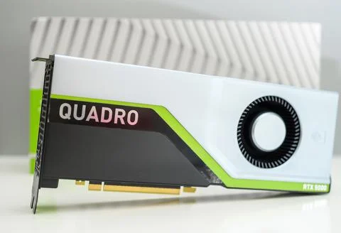 Ero project of new GPU Nvidia Quadro RTX 5000 video gpu card bas Stockfoto's