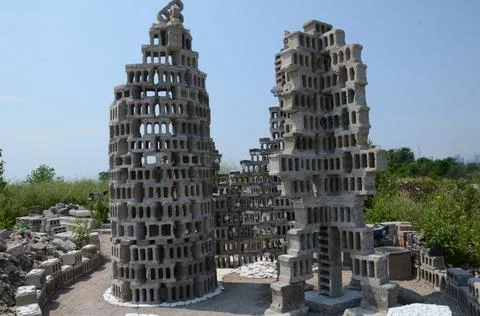 Eroded brick and cement block Sculpture Stock Photos