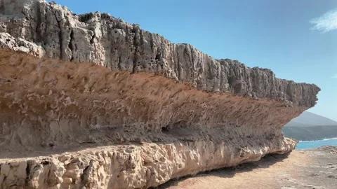 Eroded cliffs and coastline at Ajuy Fuerteventura Stock Footage 239928208