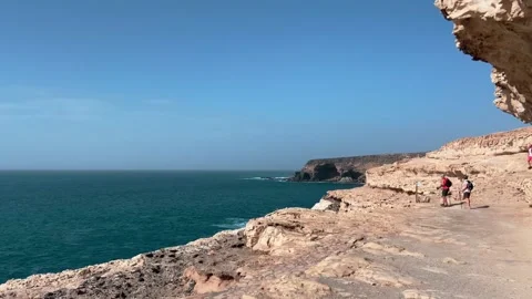 Eroded cliffs and coastline at Ajuy Fuerteventura Stock Footage 239928210