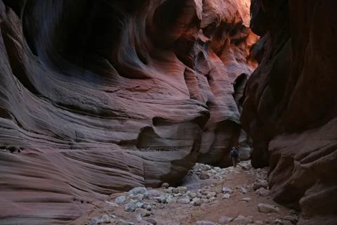 Eroded Corridor Hiker Stock Photos