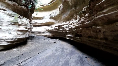 Eroded Devil's Bedroom. Canyon in Hells Gate National Park, Kenya, Africa Stock Footage 223368291