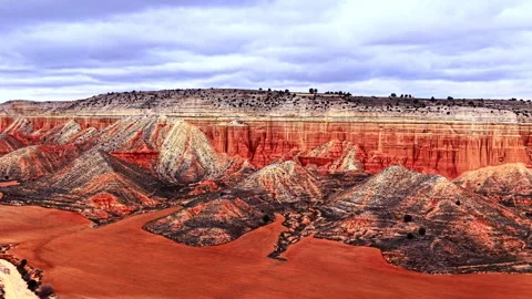 Eroded hills in Teruel, Aragon, Spain Video stock 344694672