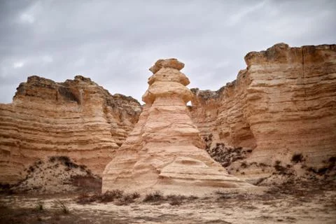 Eroded limestone stack or pillar formation Stock Photos