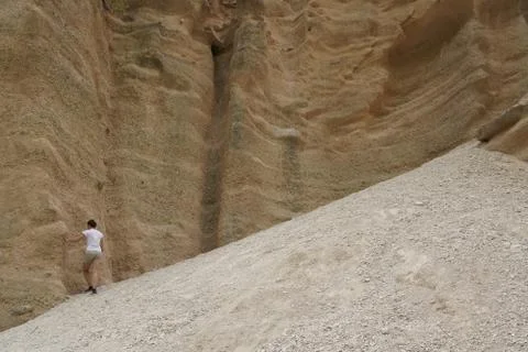 Eroded red breaches pinnacles cliff Stock Photos