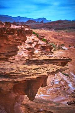 Eroded Red Sandstone Formations and Desert Landscape in Little Finland Nevada Stock Photos