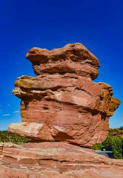 Eroded red-sandstone formations. Garden of the Gods, Colorado Springs, Colora 스톡 사진
