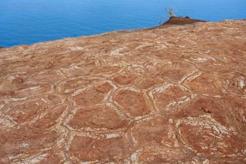 Eroded red volcanic stone with patterns La Gomera Canary Islands Spain Europe Stock Photos