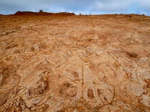 Eroded red volcanic stone with patterns La Gomera Canary Islands Spain Europe Stock Photos