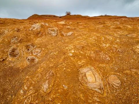 Eroded red volcanic stone with patterns La Gomera Canary Islands Spain Europe Stock Photos