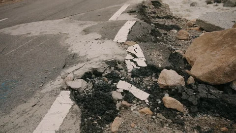 Eroded Road Edge by River Stock Footage 308992750