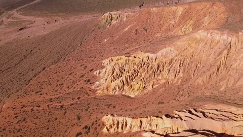 Eroded rock formations in the arid mountains. Aerial view. Stock Footage 285430100