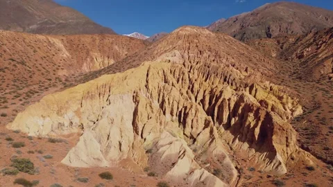 Eroded rock formations in the arid mountains. Aerial view. Stock Footage 285430840