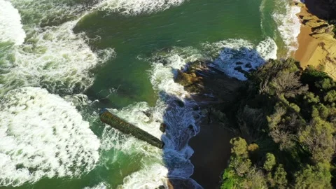 Eroded rocks at Bega river detla in Tathra on Sapphire coast of Australia 4k. Stock Footage 183107313