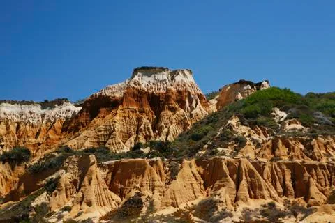 Eroded sandstone cliffs Atlantic coast near Melides Portugal Europe Foto stock