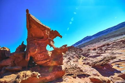 Eroded Sandstone Formations and Desert Landscape in Little Finland Nevada Stock Photos