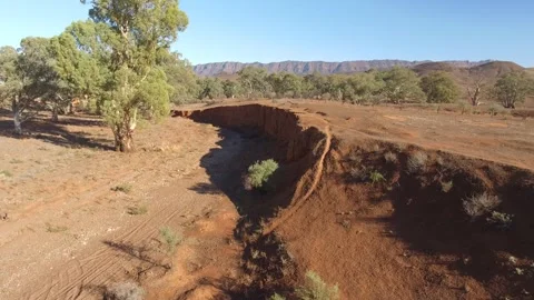 Eroded soil in the Australian Outback Flinders Ranges 4k Stock Footage 265547422